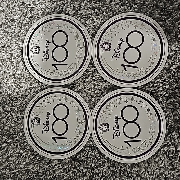 Disney 100th Year Anniversary Club 33 Foil Embossed Paper Coasters Set Of 4 - Picture 1 of 4